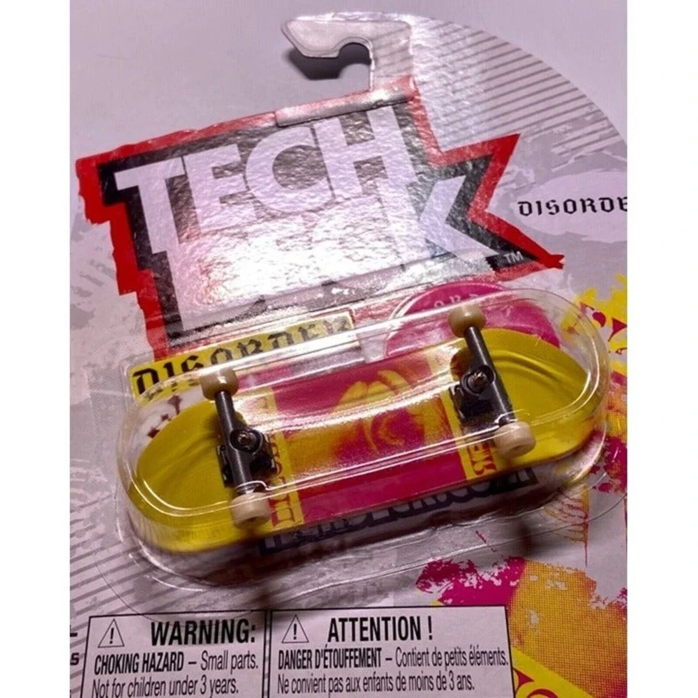 Tech Deck Disorder Rare Fingerboard Skateboard‎ Yellow Pink Spin Master NIP 2022